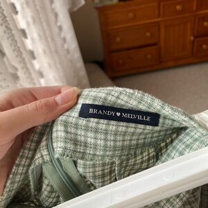 Brandy Melville Green Plaid Skirt